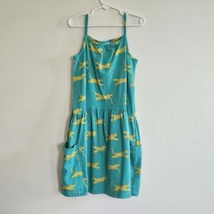 SOLD--Hanna Andersson Cheetah Print Summer Dress With Pockets, Size 120 6-7
